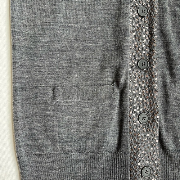 Madewell Wallace Sequin Trim Merino Wool Sweater Vest- NWT- Charcoal- MEDIUM - Picture 2 of 6